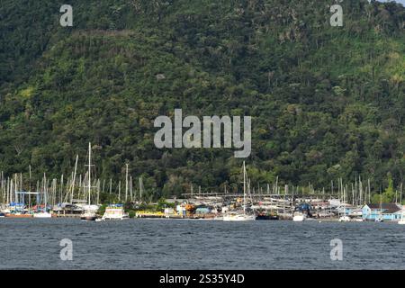 Chaguaramas, Trinidad und Tobago - 28. Dezember 2024 - Boote und andere Seeschiffe legen an der Marina des Crews Inn an. Stockfoto