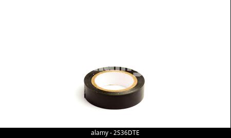 Schwarzes Klebeband Mit Isoliertem Weißem Hintergrund Und Fotografiert Mit Der Fotokomposition Der Regel Der Drittel Stockfoto