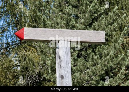 Ein alter hölzerner Wegweiser ohne Inschrift. Österreich Stockfoto