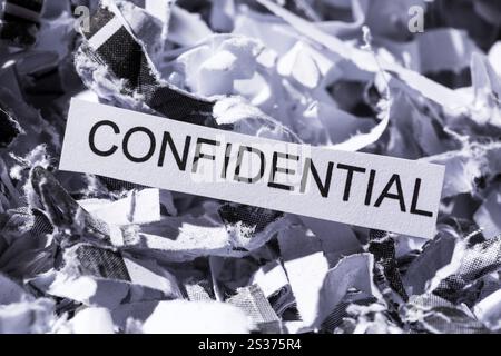 Papierschredder mit dem Stichwort vertraulich, symbolisches Foto für Datenvernichtung, Bankgeheimnis und Vertraulichkeit Österreich Stockfoto