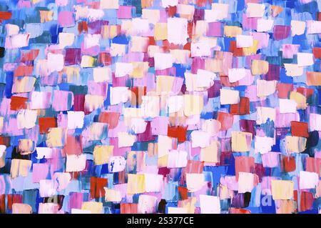 Stockfoto eines hellen bunten abstrakten psychedelischen Ölgemäldes in kalten Farben abstrakte mehrfarbige Pinselstriche vertikale Hintergrundtextur Stockfoto