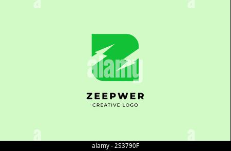 Logo Green Power und Buchstabe Z mit elegantem, auffälligem Konzept. Minimalistisches und modernes Monogramm-Design. Stock Vektor