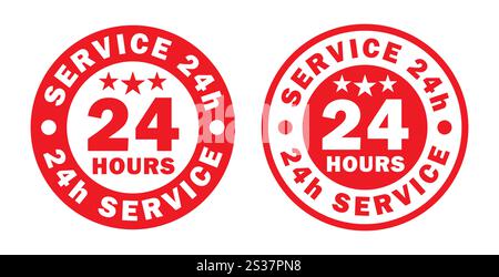 24 7 Service ist rund um die Uhr und 7 Tage die Woche geöffnet. Symbol-Symbol-Taste für Support anzeigen. Vektorabbildungsbild. Isoliert am Stock Vektor