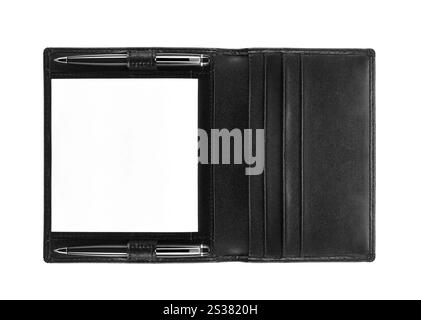 Schwarzer moleskine isoliert auf weißem Hintergrund. Schwarzes moleskine isoliert Stockfoto