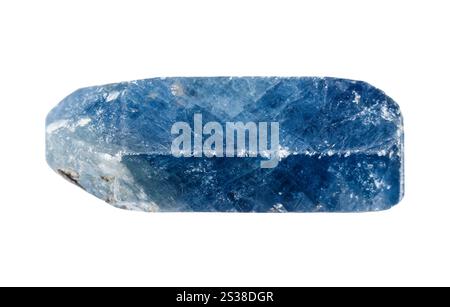 Nahaufnahme einer Probe von Naturstein aus geologischer Sammlung - unpoliertes blaues Saphirglas isoliert auf weißem Hintergrund aus Tansania Stockfoto