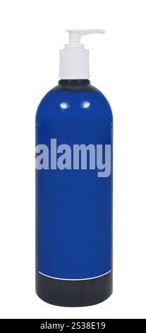 Plastikflasche mit Hautpflegemittel auf weißem Hintergrund. Kunststoffflasche mit Hautpflegemittel Stockfoto