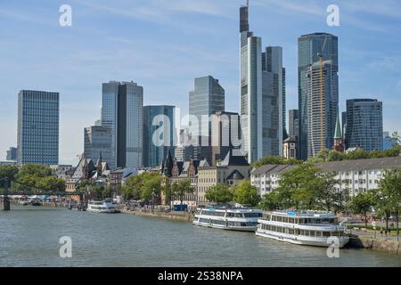 Skyline, Hochhäuser, Bankenviertel, Main, Frankfurt am Main, Hessen, Deutschland Stockfoto