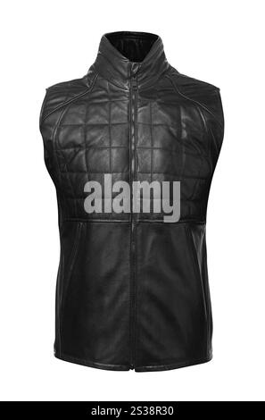 Bikerjacke aus Leder isoliert auf weißem Hintergrund. Bikerjacke aus Leder Stockfoto