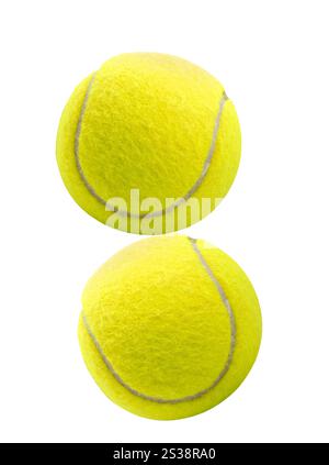 Tennisbälle isoliert auf weißem Hintergrund. Tennisbälle Stockfoto