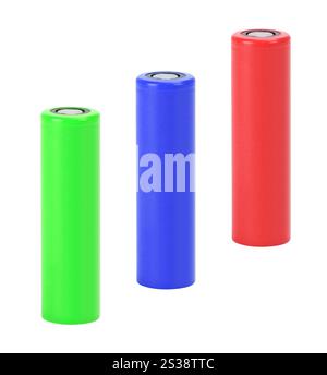 Ein Satz A von Batterien der Größe AA auf weißem Hintergrund. Legen Sie Batterien der Größe AA auf weißen Hintergrund Stockfoto