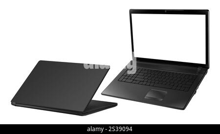 Schwarzes Notebook isoliert auf weißem Hintergrund Stockfoto