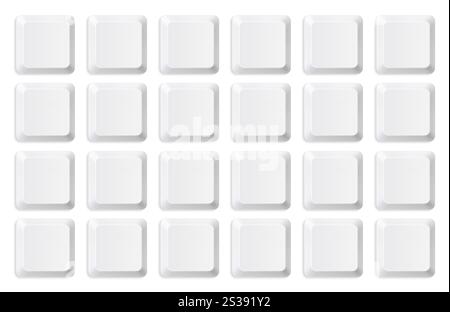 Leere Tastaturtasten auf weißem Hintergrund isoliert. Leere Tastaturtasten Stockfoto