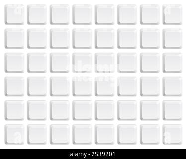 Leere Tastaturtasten auf weißem Hintergrund isoliert. Leere Tastaturtasten Stockfoto