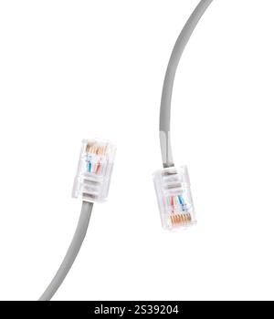 Graue ethernet-Netzwerk-RJ45-Kabel, steckerisoliert. Graue ethernet-Netzwerkkabel steckerisoliert Stockfoto