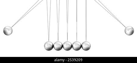 Kollisionskugeln schließen sich isoliert auf weißem Hintergrund. Kollisionskugeln aus nächster Nähe Stockfoto