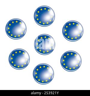 Abzeichen mit der Flagge Europas isoliert auf weißem Hintergrund. Abzeichen mit der Flagge Europas Stockfoto