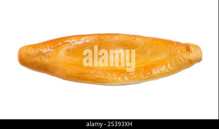 Ajarian köstliche Khachapuri in Bootsform isoliert auf weißem Hintergrund Stockfoto