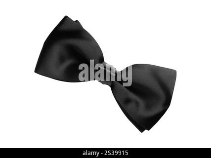Schwarze Krawatte für Herren isoliert auf weißem Hintergrund. Schwarze Krawatte für Herren Stockfoto