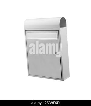 Weiße Mailbox isoliert auf weißem Hintergrund. Weiße Mailbox Stockfoto