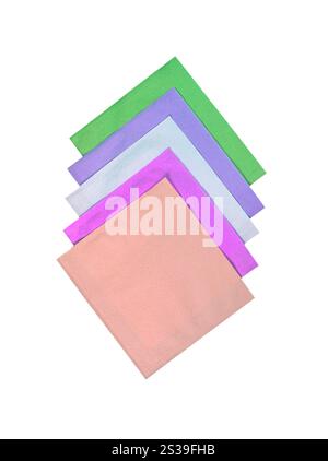 Gewebe in verschiedenen Farben, isoliert auf weißem Hintergrund. Gewebe in verschiedenen Farben Stockfoto