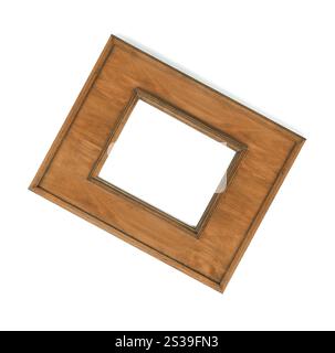 Vintage Bilderrahmen, Holz überzogen isoliert auf weißem Hintergrund. Vintage Bilderrahmen, holzbeschichtet, Stockfoto
