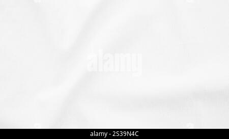 Bio-Gewebe Baumwolle Hintergrund Weiße LeinenLeinwand zerknittert natürliche Baumwolle Stoff natürliche handgemachte Leinen von oben Ansicht Hintergrund organische Öko Textilien Stockfoto