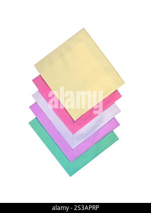 Gewebe in verschiedenen Farben, isoliert auf weißem Hintergrund. Gewebe in verschiedenen Farben Stockfoto