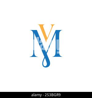 Initialen MV Letters Logo Design, mv Logo, mv Symbol, mv Letter, mv Initial, mv-Vektor, vm-Logo, vm-Symbol, vm-Symbol, vm-Initial, vm-Buchstabe, vm-Vektor. Stock Vektor