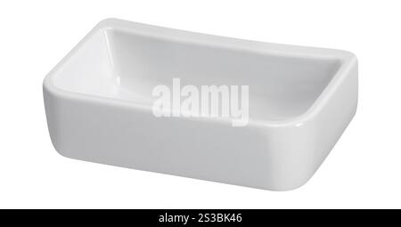 Weiße leere Keramikform auf weiß Stockfoto