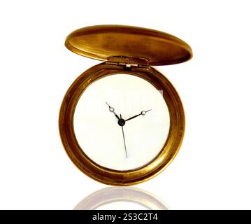 Pocket Watch Antik isoliert auf weißem Hintergrund. Taschenuhr Antik Stockfoto