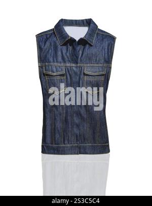 Blaue Weste auf weißem Hintergrund. Blaue Weste isoliert Stockfoto