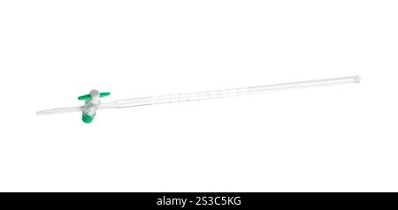 Chemische Laborglaswaren isoliert auf weißem Hintergrund. Chemische Laborglasgeräte isoliert Stockfoto