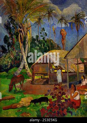 Black Pigs 1891 von Paul Gauguin, 1848–1903, France, French, Fine Art Museum, Stockfoto