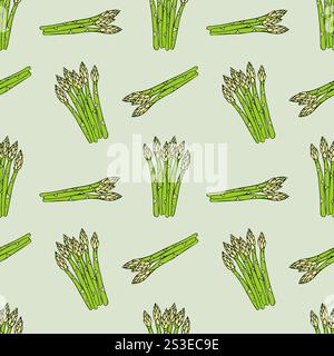 Fresh green Asparagus pattern, veganism, healthy eating, fresh eco vegetables, organic food. Vector illustration Stock Vektor
