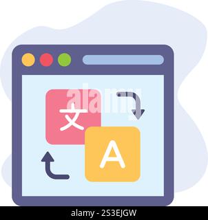 Browser-basiert in App Translator Plugin Konzept, AI Transcriber Extension Vektor Symbol Design, International Day Language Symbol, sprachliche Vielfalt Stock Vektor