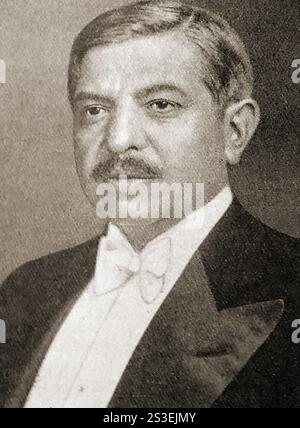 Ein Porträt des französischen Politikers und ehemaligen französischen Premierministers Pierre Laval aus den 1940er Jahren. Pierre Jean Marie Laval (1883–1945). Obwohl er ausgezeichnet war, wurde er nach dem Krieg als Kollaborateur verurteilt und wegen Hochverrats hingerichtet – Portrait des années 1940 de l’homme politique francais et ancien Premier Ministry de la France, Pierre Laval. Pierre Jean Marie Laval (1883–1945). Bien que distingué, il fut jugé après la guerre, en tant que collaborateur et exécuté pour trahison -- Stockfoto