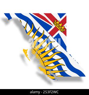 Flaggenkarte der kanadischen Provinz British Columbia Stockfoto