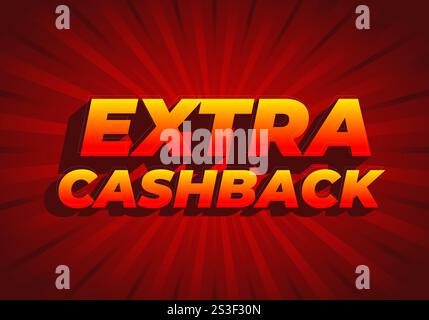 Extra Cash-Back. Texteffekt-Design mit extra fettgedruckter Schrift für Social-Media-Anzeigen Stock Vektor