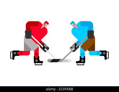 Zwei Hockeyspieler im Spiel. Eishockeyspieler Stock Vektor