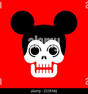 Mausschädel isoliert. Rattenskelettkopf mit Ohren Stock Vektor