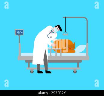 Arzt und Katze. Tierarzt mit Haustier Stock Vektor