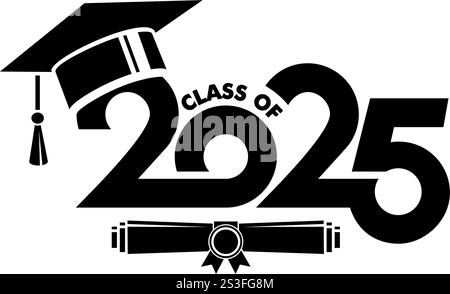 Schriftart 2025 für Grußkarten, Einladungskarten. Text für Abschlussdesign, Glückwunschveranstaltung, T-Shirt, Party, High School oder College-Abschluss Stock Vektor