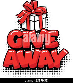 Cartoon-Werbebanner mit festlicher Geschenkbox. Postervorlage zur Werbeaktion für Geschenkangebote. Es ist an der Zeit, in E-Commerce und sozialen Medien zu verschenken. Vektor o Stock Vektor