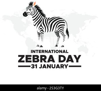 Vektorgrafik des internationalen Zebratages, gut für internationale Zebrafeier. Flaches Design. Flyer-Design.flache Abbildung. Stock Vektor