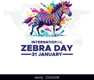 Vektorgrafik des internationalen Zebratages, gut für internationale Zebrafeier. Flaches Design. Flyer-Design.flache Abbildung. Stock Vektor