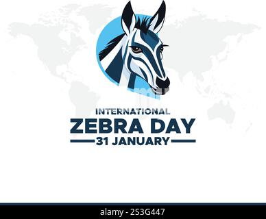 Vektorgrafik des internationalen Zebratages, gut für internationale Zebrafeier. Flaches Design. Flyer-Design.flache Abbildung. Stock Vektor