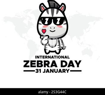 Vektorgrafik des internationalen Zebratages, gut für internationale Zebrafeier. Flaches Design. Flyer-Design.flache Abbildung. Stock Vektor