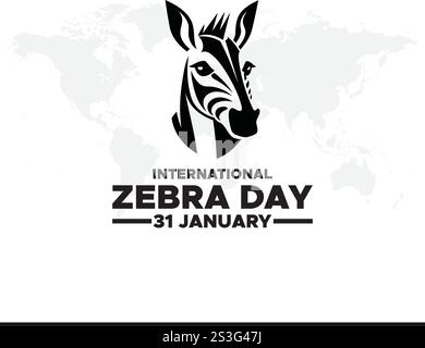 Vektorgrafik des internationalen Zebratages, gut für internationale Zebrafeier. Flaches Design. Flyer-Design.flache Abbildung. Stock Vektor