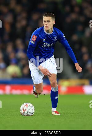 Liverpool, Großbritannien. Januar 2025. Harrison Armstrong von Everton während des FA Cup Spiels im Goodison Park, Liverpool. Der Bildnachweis sollte lauten: Jessica Hornby/Sportimage Credit: Sportimage Ltd/Alamy Live News Stockfoto