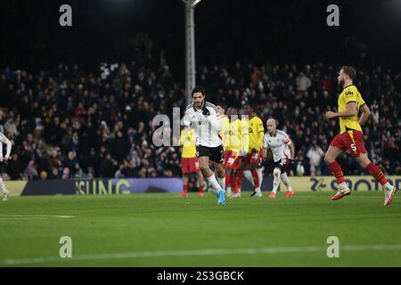 London, Großbritannien. Januar 2025. London, 9. Januar 2024: Während des FA Cup 3. Runde Spiel zwischen Fulham und Watford am 9. Januar 2025 im Craven Cottage in London, England. (Pedro Soares/SPP) Credit: SPP Sport Press Photo. /Alamy Live News Stockfoto